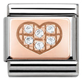 430302/01 Classic,S/Steel, Rose Gold, CZ  White CZ Heart