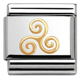030119/06 Classic CELTIC,S/Steel,bonded yellow gold Triskell