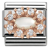 430308/12 Classic STONES,S/Steel,CZ, 9k gold  WHITE MOTHER OF PEARL