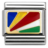 030237/22 Classic Flag S/steel,enamel,bonded yellow gold,SEYCHELLES