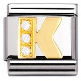 030301/11 Classic LETTER K S/Steel,Bonded Yellow Gold,CZ
