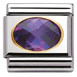 030601/001 Classic FACETED CZ Purple S/Steel, Bonded Yellow Gold