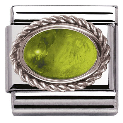 330504/05 Classic SEMIPRECIOUS STONES, s/steel, silver setting, PERIDOT