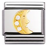030308/11 Classic,S/steel, Bonded Yellow Gold,CZ White moon