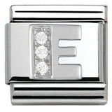 330301/05 Classic LETTER  E S/steel. Cub. zirc,925 silver