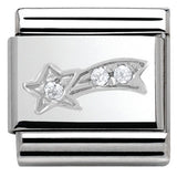 330313/01 CHRISTMAS, S/Steel,enamel,CZ,925 silver  Shooting Star
