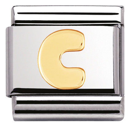 030101/03 Classic LETTER,S/Steel,Bonded Yellow Gold Letter  C