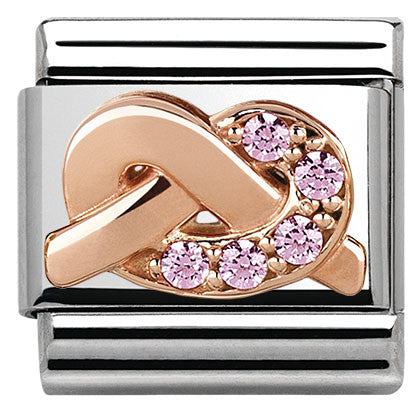 430302/07 Classic,S/steel, Rose Gold, CZ  knot PINK