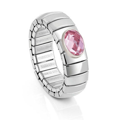 XTE Ring stainless steel? sterling silver and FACETED stone ring  003 PINK