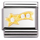 030308/25 Classic S/steel,Bonded Yellow Gold,CZWhite shooting star