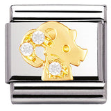 Classic ZODIAC S/Steel,Bonded Yellow Gold, CZ,  Capricorn