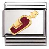 030218/04 Classic DRINKS,S/steel,enamel,bonded yellow gold  red wine