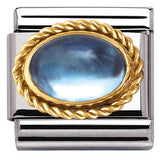030508/13 Classic SEMIPRECIOUS STONES,S/Steel,Bonded Yellow Gold setting,light blue topaz