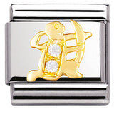 Classic ZODIAC, S/Steel,Bonded Yellow Gold, CZ,  Sagittarius