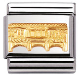 030123/24 Classic RELIEF MONUMETS, S/Steel,bonded yellow gold,Ponte Vecchio (Italy)
