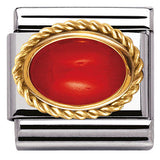 030507/11 Classic HARD STONES S/Steel,Bonded Yellow Gold setting,RED CORAL