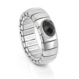 XTE stainless steel? sterling silver and FACETED stone ring  011 Black