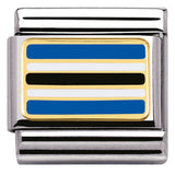 030237/18 Classic Flag,S/steel,enamel,bonded yellow gold BOTSWANA