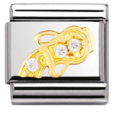 Classic ZODIAC,S/Steel,Bonded Yellow Gold, CZ,  Aquarius