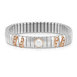 XTE MEDIUM bracelets in stainless steel? gold 9k? Cub. Zirc and stones (013_White Pearl)