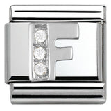 330301/06 Classic LETTER F S/steel. Cub. zirc,925 silver