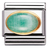 030504/09 Classic OVAL SEMIPRECIOUS STONES,S/Steel,Bonded Yellow Gold Emerald