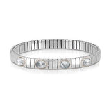 XTE stainless steel? sterling silver and 4 FACETED stones bracelet (GDR) (010_White)