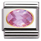 030601/003 Classic FACETED CZ Pink   S/Steel, Bonded Yellow Gold
