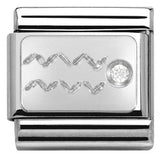 330302/11 Classic ZODIAC S/steel,CZ,925 silver  Aquarius