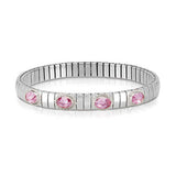 XTE stainless steel? sterling silver and 4 FACETED stones bracelet (GDR) (003_PINK)