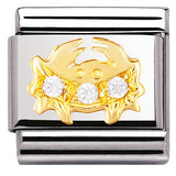 Classic ZODIAC S/Steel,Bonded Yellow Gold, CZ,  Cancer