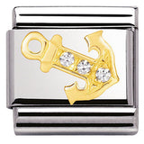 030309/04 Classic,S/Steel.Bonded Yellow Gold,CZ. White anchor