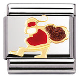 030225/10 Classic,S/steel,enamel,bonded yellow gold Santa Claus with sack