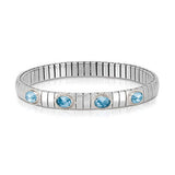XTE stainless steel? sterling silver and 4 FACETED stones bracelet (GDR) (006_LIGHT BLUE)