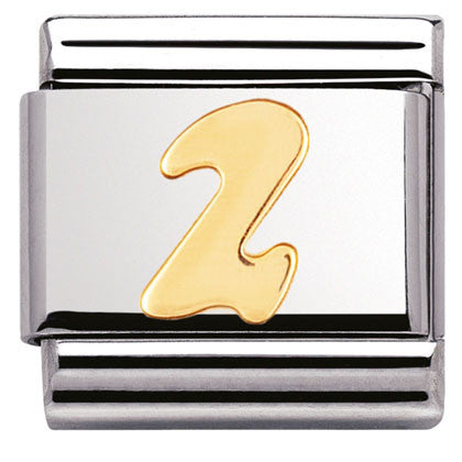 030102/02 Classic NUMBER 2,S/Steel,Bonded Yellow Gold