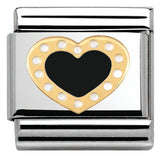 030283/02 Classic LOVE 2 stainless steel? enamel and yellow gold Heart with dots BLACK