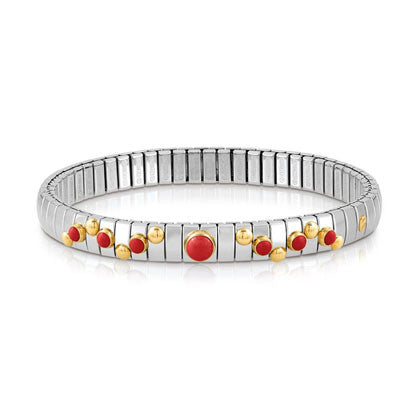 EXTENSION bracelet in stainless steel with 18K gold? round stone and small stones (005_CORAL)