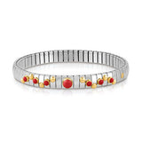 EXTENSION bracelet in stainless steel with 18K gold? round stone and small stones (005_CORAL)