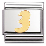 030102/03 Classic NUMBER 3,S/Steel,Bonded Yellow Gold