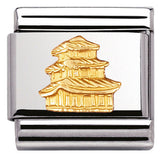 030123/16 Classic RELIEF MONUMENTS,S/steel,bonded yellow gold Pagoda (Asia)