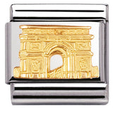 030123/31 Classic RELIEF MONUMETS,S/Steel,bonded yellow gold Arc de Triomph (France)
