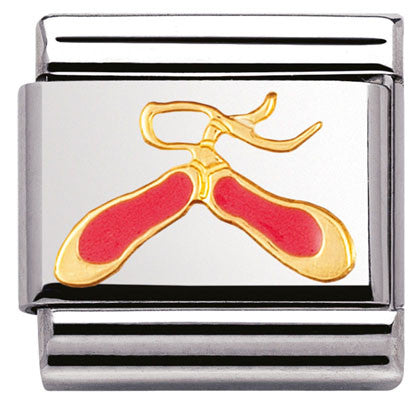 030208/02 Classic S/steel, enamel, bonded yellow gold Pink dance shoes
