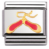 030208/02 Classic S/steel, enamel, bonded yellow gold Pink dance shoes