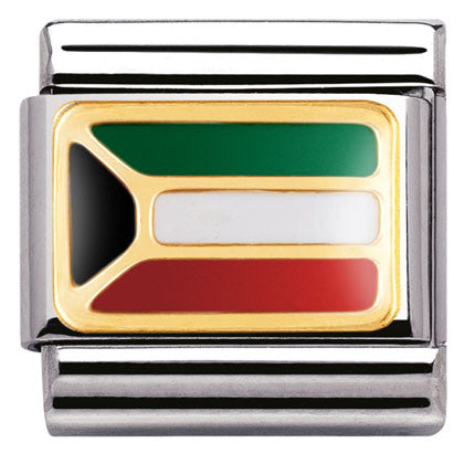 030237/19 Classic Flag AFRICA,S/steel,enamel & bonded yellow gold KUWAIT