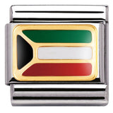 030237/19 Classic Flag AFRICA,S/steel,enamel & bonded yellow gold KUWAIT