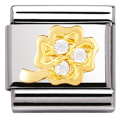 03031/18 Classic,S/Steel,enamel,Bonded Yellow Gold, Clover