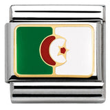 030237/21 Classic Flag ,S/steel, enamel, bonded yellow gold ALGERIA