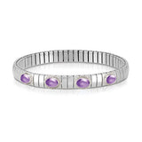 XTE stainless steel? sterling silver and 4 gemstones bracelet (GDR) (002_AMETHYST)