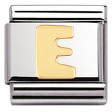 030101/05 Classic LETTER,S/Steel,Bonded Yellow Gold Letter  E