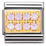 030314/06 Classic PAVE.S/steel,Bonded Yellow Gold,CZ,Pink CZ